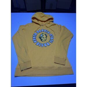 Vintage North Dakota State Bison Yellow Hoodie Pullover Cover One Apparel LARGE